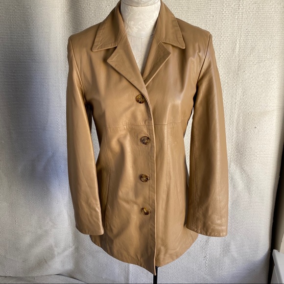 Vintage 70s S Italian Leather Hippy Coat Tan Brown - Picture 4 of 8